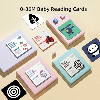 0-36 התינוק קורא כרטיסי בספר בראשית לימוד קוגניציה שחור לבן כרטיסי חיות ילדים אימון קוגניטיבי גירוי ויזואלי צעצוע