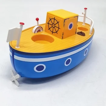 1:12 בובות צף הסירה מיניאטורי המשפחה חזיר בעלי חיים צבעוניים הכחול מעבורת משחקים לילדים הבית הספינה מודל צעצועים ילדה מתנות