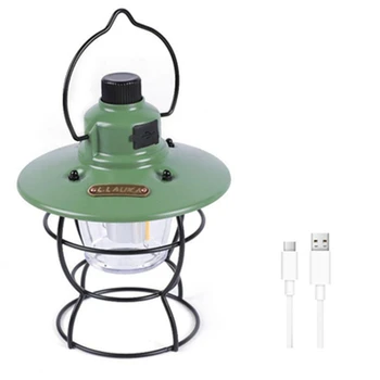 1 יח ' רטרו אורות קמפינג אוהל המנורה נטענת USB חירום נייד סוס מנורה (אור ירוק)