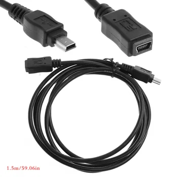 1 יח 'שחור כבל מתאם 5Feet/1.5 מ' USB Mini-B 5pin זכר לנקבה כבל מאריך כבל מתאם