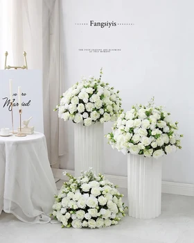 10 יח ' לבן גדול רוז הידראנגאה פרחים מלאכותיים הכדור החתונה השולחן המרכזי פרחוני הכדור מסיבת הבמה דקו אביזרים