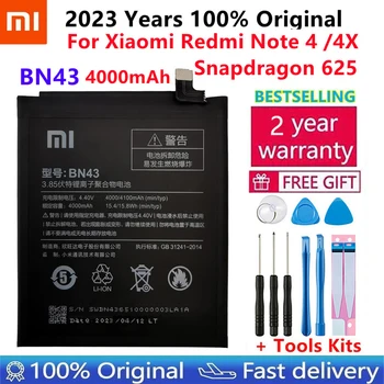 100% XiaoMi חדש מקורי אמיתי 4100mAh BN43 סוללה עבור Xiaomi Redmi 4X 3G+32G / על Redmi Note 4 הגלובלית Snapdragon 625