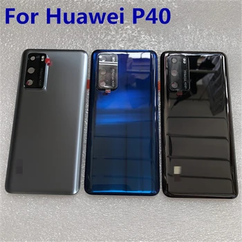 100% מקוריים מזג זכוכית כיסוי אחורי עבור Huawei P40 חלקי חילוף בחזרה את מכסה הסוללה הדלת דיור + מסגרת המצלמה