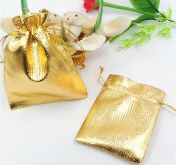 1000pcs 7*9cm זהב שקיות אישה בציר שרוך תיק חתונה/מסיבה/תכשיטים/חג המולד/מתנות diy עבודת יד כיס שקית אריזה