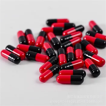 1000PCS אדום שחור גודל 00#/0# כשרות ג 'ל רפואה גלולת ויטמינים ריק הגלולה הקפסולה הריקה קשה כמוסה ג' לטין