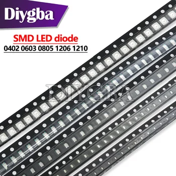 100PCS/lot SMD LED אדום ירוק צהוב לבן כחול דיודה פולטת אור ברור LED אור דיודה 0402 0603 0805 1206 1210 diygba