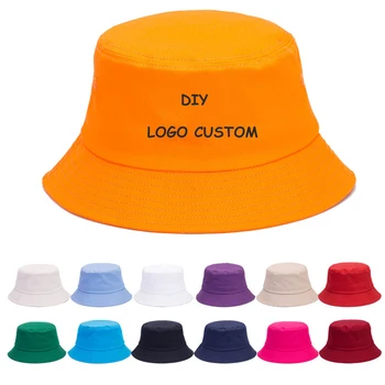 100pcs/Lot מותאם אישית לוגו יוניסקס כותנה דלי כובעי נשים לקיץ, קרם הגנה כובע פנמה גברים Fedoras חיצונית דייג הכובע