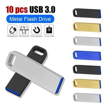 10PCS 64GB 128GB USB 3.0 Flash Drive חינם מותאם אישית לוגו מתכת עט כונן דיסק פלאש 32GB 16GB לפרסום מתנה מקל USB