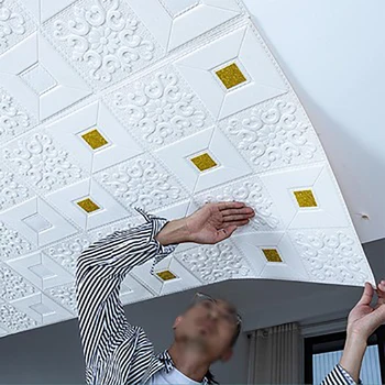 10Pcs 70x70cm גדול גודל התקרה טפט 3D בריק עמיד למים מדבקות קיר קצף עצמית Adchive קישוט הקיר