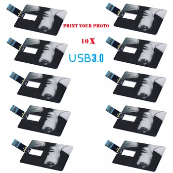 10PCS/LOT חינם שני הצדדים מלאה הדפסת כרטיס בנק האגודל הנהג כרטיס אשראי עסקי USB3.0 כונן פלאש עם לוגו מותאם אישית
