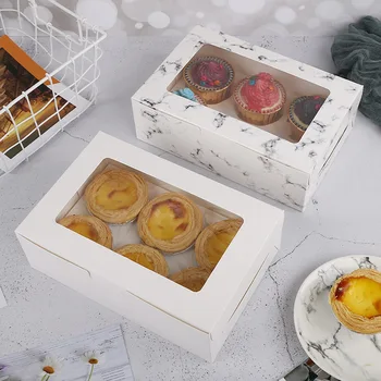 10pcs Marffin קופסאות עם חלון שקוף לחתונה מסיבת יום הולדת אפייה העוגה ביצה טארט אריזה קופסה מותאם אישית לוגו מתנות תיבת
