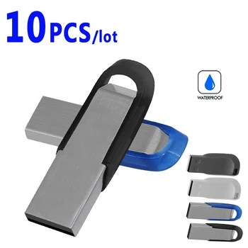 10PCS/הרבה מתכת כונני פלאש USB 2.0 32GB 16GB 64GB כונן עט סיטוני 4GB 8GB זיכרון מקלות מכוניות לשאת חינם סמל מותאם אישית