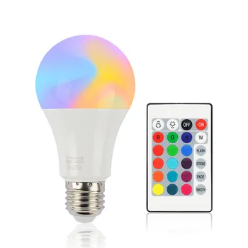 10W RGB עם שליטה מרחוק ניתן לעמעום צבע הנורה E27 Led נורה חכמה Led אורות עם שלט צבע הוביל אורות