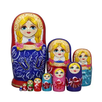 10x צבוע ביד בבושקה רוסית Matryoshka בובות קישוט אמנות אספנות דמויות בבושקה לחדר מתנת יום הולדת
