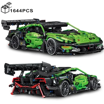 1644PCS טכניים ירוק Super Speed ספורט דגם המכונית אבני הבניין המפורסם רכב להרכיב לבנים צעצועים למבוגרים