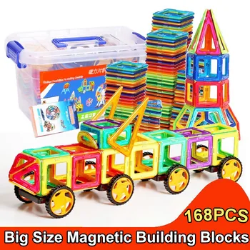168pcs מעצב מגנטי רחובות גודל גדול DIY מגנט צעצועים מושך מגנטי אבני הבניין התאספו צעצועים לילדים מתנות