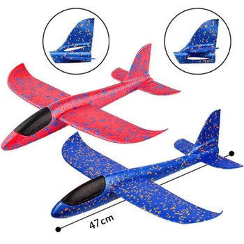 1pc 48cm גדול קצף מטוסים ילדים צעצועים יד לזרוק מטוסים על ילדים מטיס דאונים שיגור מטוסים חיצוני מעניין