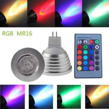 1PCS חיסכון באנרגיה lamp16 שינוי צבע MR16/GU5.3 5w RGBW נורת LED צבע אור של אינפרא אדום שליטה מרחוק DC12V/AC85-265V