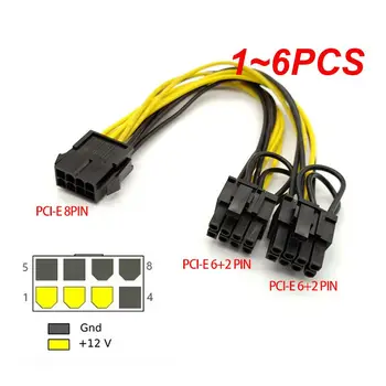 1~6PCS PCI-E 6-pin כפולה של 6+2 פינים (6-pin/8 פינים) מפצל חשמל כבל כרטיס גרפי 6Pin כפולה של 8Pin PCIE כוח כבל נתונים