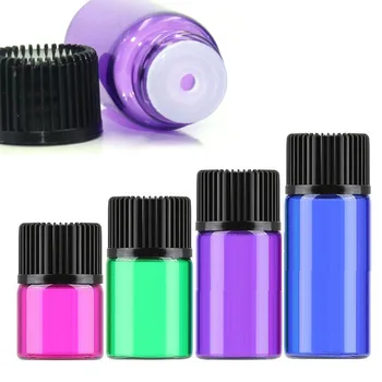 200pcs ריק 1ml 2ml 3ml 5ml צבעוניים קטנים בקבוק זכוכית מיני בושם מדגם מיכל שמן נוזלי מבחן בקבוקונים.