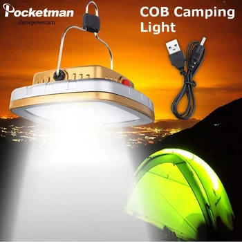 200W נייד COB LED פנס קמפינג נטענת אור סופר מבריק אוהל אור חיצוני קמפינג מנורת USB מנורה סולרית