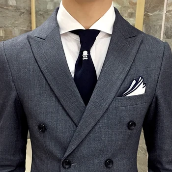 2019 אפור גברים רשמית מקרית Slim Fit עסקים המותאמים חליפה גברית בלייזר החתן החתונה טוקסידו 2Pcs מתאים ז ' קט+מכנסיים להגדיר