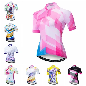 2021 רכיבה על אופניים ג ' רזי נשים אופני כביש אופניים MTB חולצות יוקרתי Ciclismo Maillot מירוץ העליון לנשימה ילדה מחזור אחיד לבן ורוד