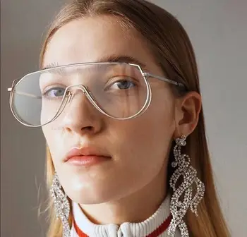 2022 אופנה נשים גברים גוגל הענקית העליון השטוח חלק אחד משקפי שמש מתכת חצי מופרדים מסגרות משקפיים Gafas דה סול UV400