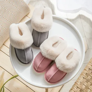 2022 לחורף חם בבית פרווה נעלי נשים יוקרה זמש דמוית קטיפה כותנה כמה נעליים מקורה השינה שטוח העקבים נעלי בית רכות