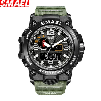 2023 אופנה SMAEL יוקרה הצבאי ספורט שעונים גברים קוורץ אנלוגי LED שעון דיגיטלי עמיד למים שעון תצוגה כפולה שעוני יד