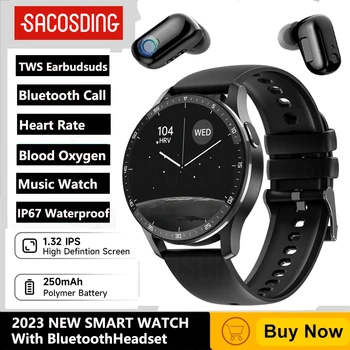 2023 החדש, שעון חכם עבור גברים, נשים, TWS Wireless אוזניות סטריאו Bluetooth שיחה מזג אויר קצב הלב מותאמים אישית חיוג Smartwatch