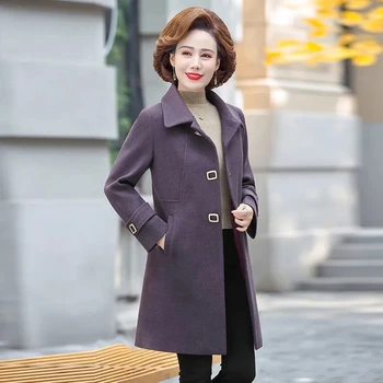 2023 חדשה סתיו חורף צמר נשים מעיל בגיל העמידה בודד עם חזה רזה מעיל הנשי קוריאני חופשי מזדמן מעיל בנות מקסימום