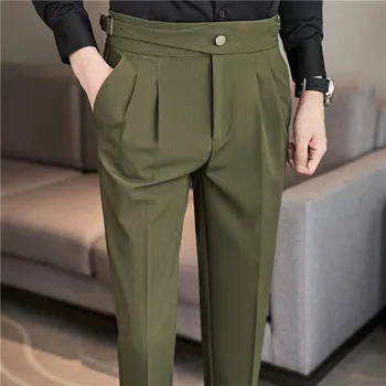 2023 סתיו חורף עבה צמר גברים של מכנסיים אופנה לבוש עסקי מזדמן מכנסיים Slim Fit המשרד חברתית מכנסיים Pantalon Homme
