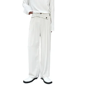 2023Straight גברים גבר קוריאני החליפה מזדמנים מכנסיים רופפים אופנת רחוב בציר אופנה המכנסיים מכנסיים ארוכים לאדם.