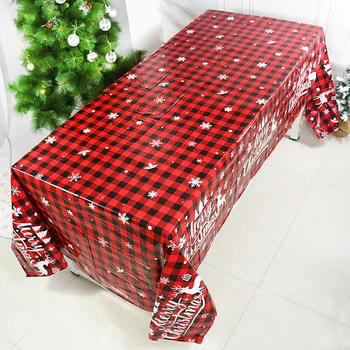 270x138cm אדום לבדוק חג המולד בד שולחן חג מולד קישוט בית חג המולד שולחן עבודה קישוטי חג מולד שמח מסיבת שנה חדשה קישוט