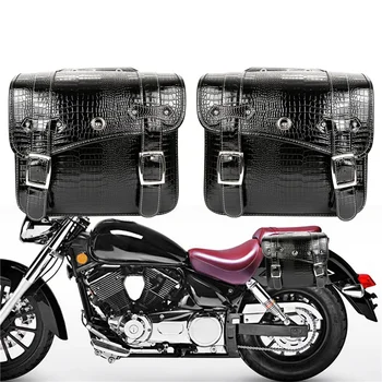2pcs אופנוע שמאל ימין צד כלי המזוודות תיק עור PU תיק אוכף אוניברסלי עבור הארלי רכב ספורט הונדה סוזוקי, קוואסקי ב. מ. וו