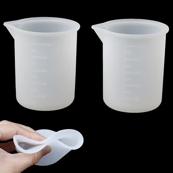 2Pcs לשטוף חינם סיליקה ג 'ל. כוס מדידה DIY כלים ביד עם מידה 100מ