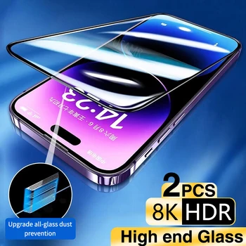 2PCS עם חלק ציפוי חיפוי מלא מגן מסך עבור iPhone 14 13 12 11 Pro מקס XS X XR זכוכית מחוסמת Dustproof רמקול