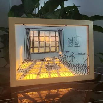 3D שמש ציור מנורת לילה לדמות תאורה אמנות ציור יצירתי אנימה בסגנון קישוט חדר השינה אווירה מנורת שולחן מתנה