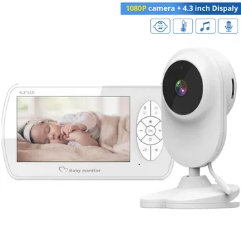 4.3 inch צבע אלחוטי בייבי מוניטור HD 1080P וידאו, אודיו, התינוק המצלמה טמפרטורה מוניטור 2 Way אודיו מיקרופון ערש