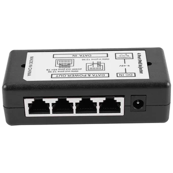 4 Port Poe מזרק Poe כוח מתאם Ethernet אספקת חשמל Pin 4,5(+)/7,8(-)קלט Dc12V-Dc48V עבור מצלמת Ip