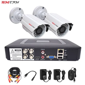 4Channel DVR מערכת אבטחה CCTV מצלמה 2PCS מצלמה יום א אנלוגי ערכת HD 720P/1080P כדור מתכת עמיד למים מעקב וידאו סט