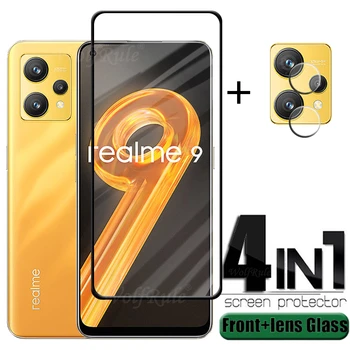 4IN1 עבור OPPO Realme 9 זכוכית Realme 9 Pro Plus זכוכית מחוסמת מלא כיסוי מגן מסך עבור Realme 9 Pro Plus 9i עדשה Glas