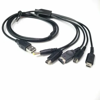 5 ב 1 משחק USB מטען כבל טעינה 1.2 מ ' חבלים חוט Nintend חדש 3DS XL NDSLite NDSI LL WII U GBA PSP 100pcs