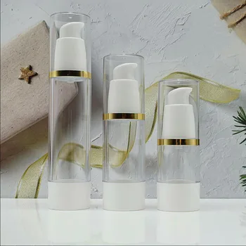 50ml פלסטיק נטול אוויר בקבוק לבן משאבת קו זהב המכסה על סרום/קרם/תחליב/נוזל קרן/עין מהות/טיפוח העור אריזה