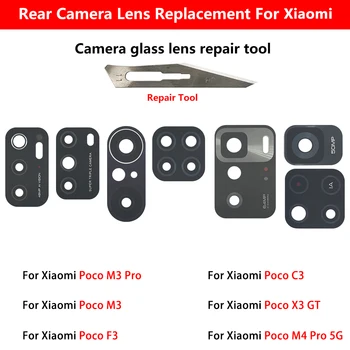 50pcs עבור Xiaomi פוקו X4 X3 GT F3 F4 F2 Pro C3 M3 M4 Pro 4G 5G בחזרה מצלמה עדשת זכוכית עם דבק דבק מדבקת תיקון כלים