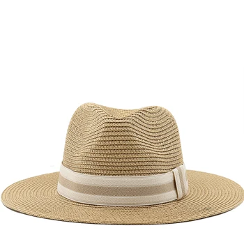 54-58-60 נשים קיץ, כובעי פנמה שוליים רחבים, קש כובע השמש חוף כובע לגברים אופנה UPF הגנת UV Fedoras קאפ עבור נסיעות
