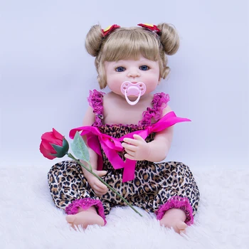 55cm Bebes צעצוע מחדש בובת סיליקון מחדש את הבובה חמוד אמיתי רך שיער בלונדיני הפעוט הנסיכה Bonecas ילדה מתנה צעצוע