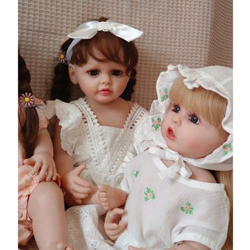 55cm מלאה סיליקון הגוף מחדש בובה מציאותית היילוד נסיכה הבובה ביבי מחדש צעצועים עבור בנות ילדים יום הולדת מתנה לחג המולד