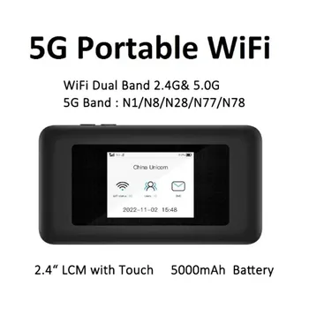 5G wifi נתב עם כרטיס ה-sim, מיני נייד wifi hotpots 5G sim נתב 5g עם 2.4 אינץ